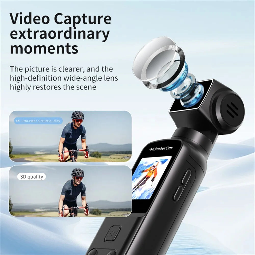 K2 Action Camera 4K Pocket Camera WiFi HD Sports Camera 270 Degree Manual Rotation Cam - Black - 6