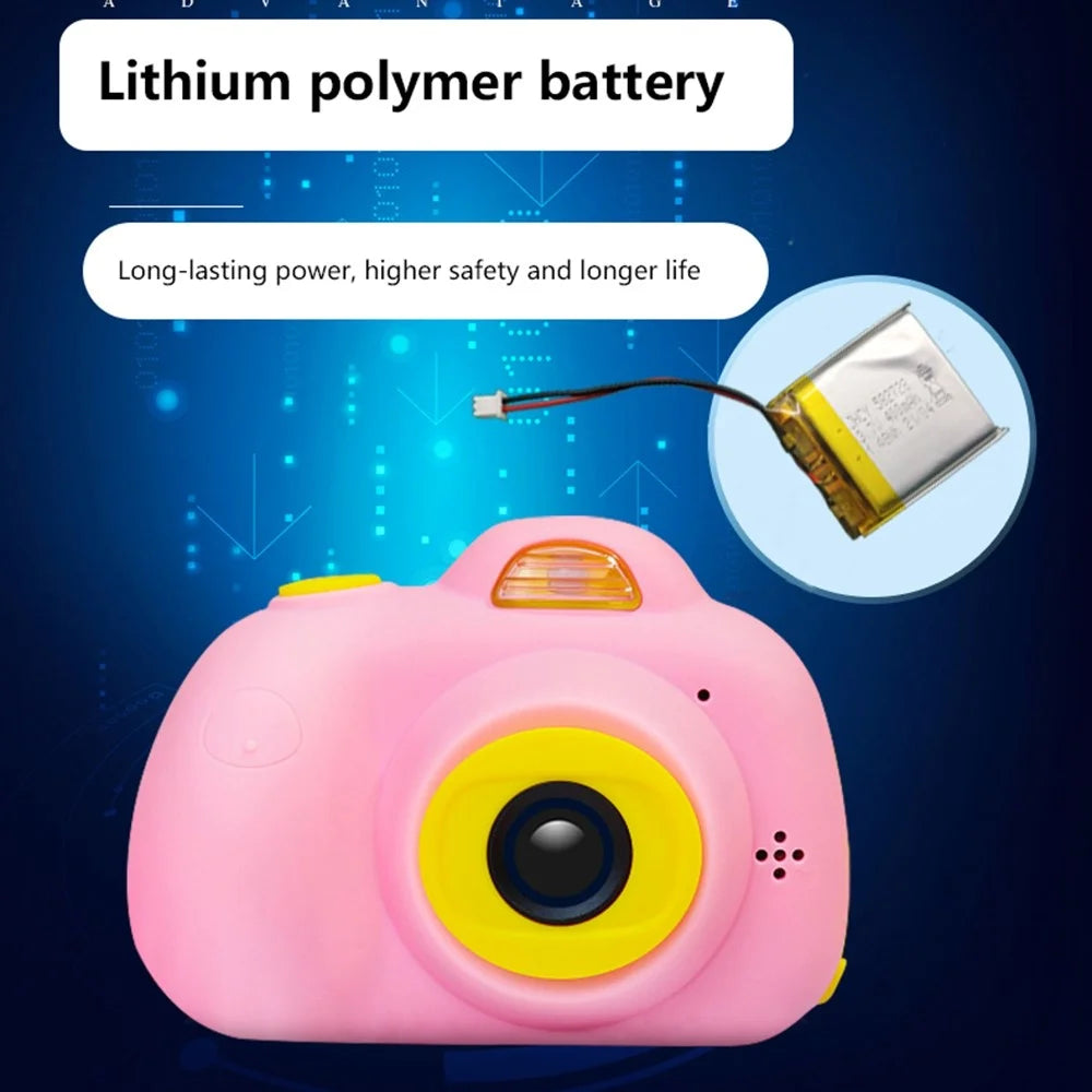 D6V 2.0 inch Screen Children Camera Toy Rechargeable Dual Lens DSLR Camera Camcorder Kids Gift (No Memory Card) - Pink - 3