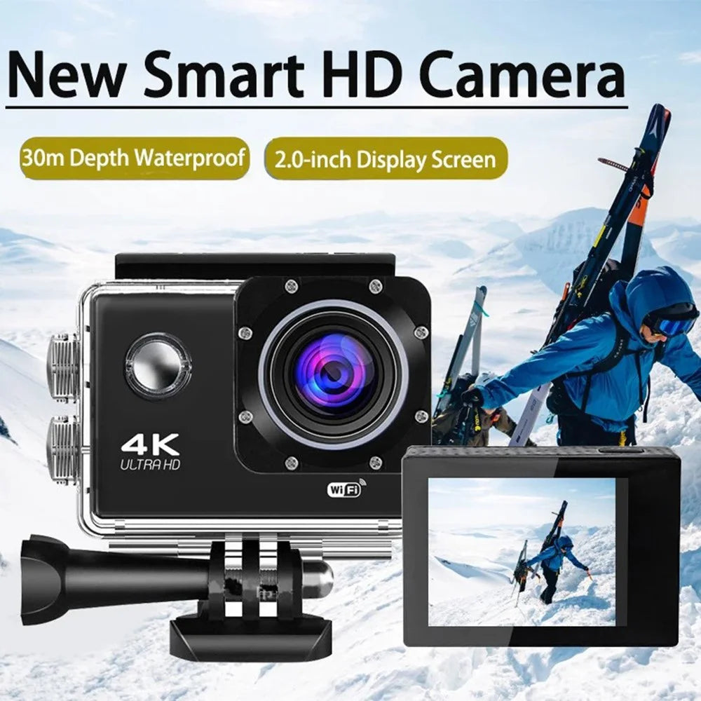 F201 2.0 Inch WiFi 4K Video Cam 120 Degree Wide Angle Action Camera with Waterproof Case - Black - 2