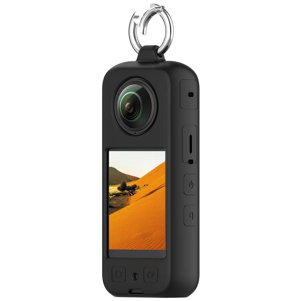 Soft Silicone Case for Insta360 X3 Action Camera Dustproof Protective Cover - Black - 1