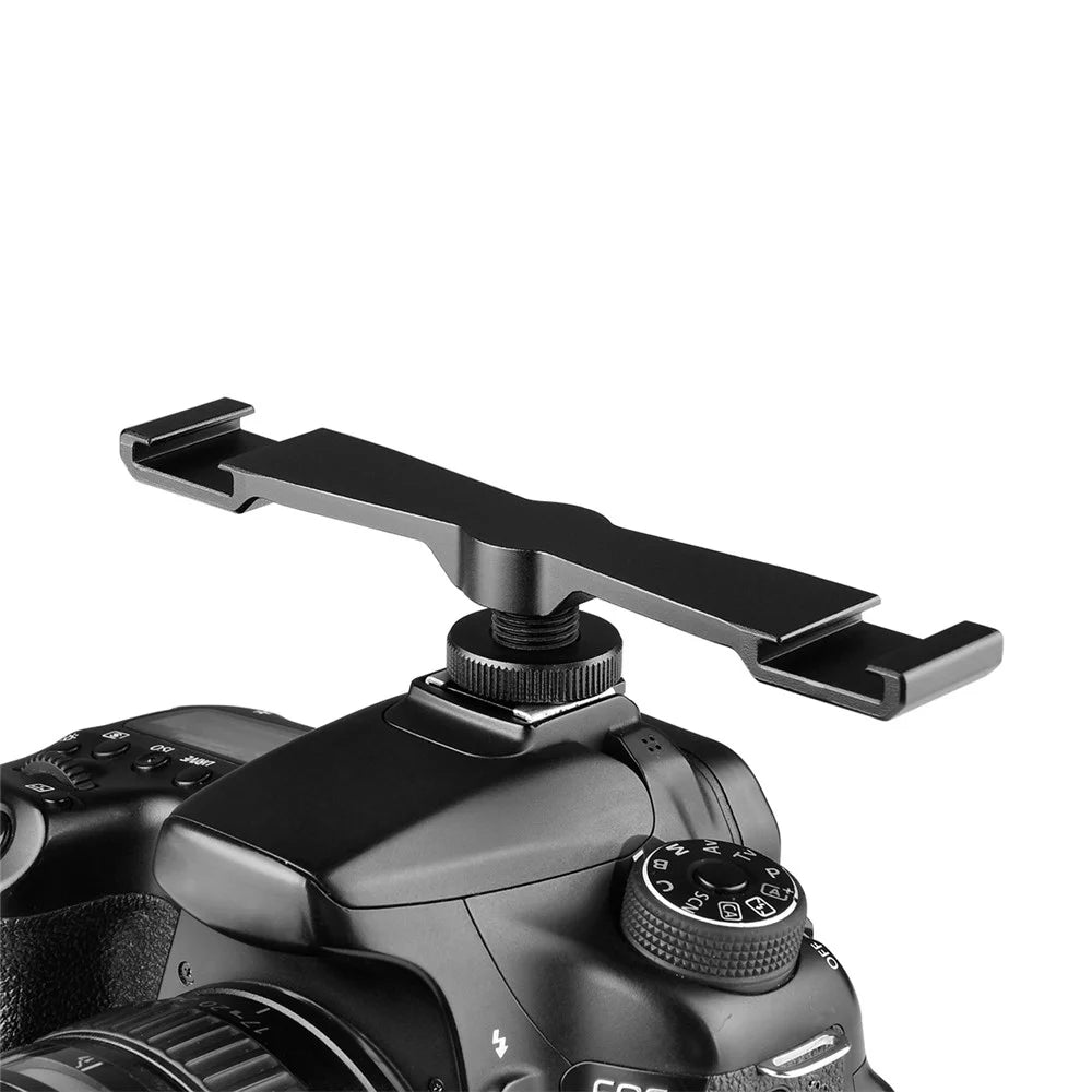 YELANGU A641 1-to-2 Gold Shoe Extension Bracket Universal Cold Shoe Mount Adapter for LED Lights/Microphones/Monitors/Audio Recorder Camera Accessory - 2