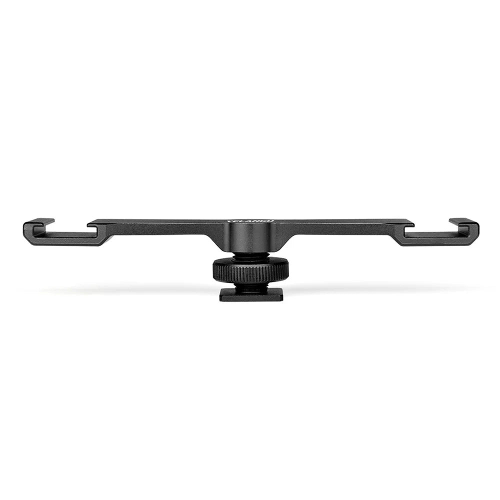 YELANGU A641 1-to-2 Gold Shoe Extension Bracket Universal Cold Shoe Mount Adapter for LED Lights/Microphones/Monitors/Audio Recorder Camera Accessory - 4