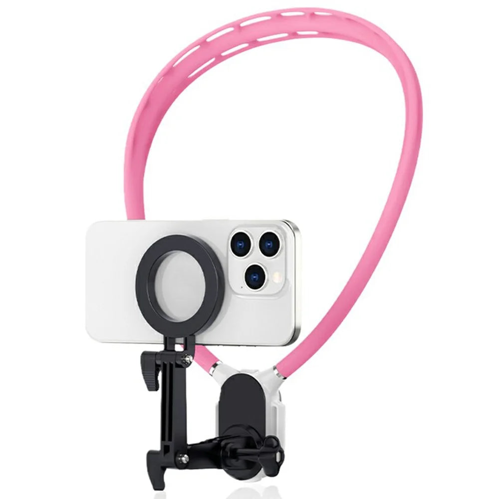 SX-P05 Outdoor Sports POV Magnetic Phone Neck Mount Hands Free Bracket for Action Camera - Pink - 1