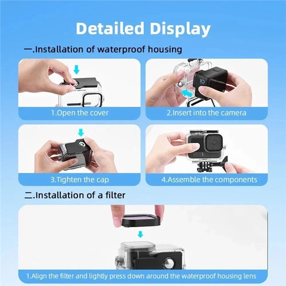 For GoPro Hero 12 / 11 / 10 / 9 Action Camera Waterproof Case Lightweight PC Filter Lens Accessories - Purple - 4