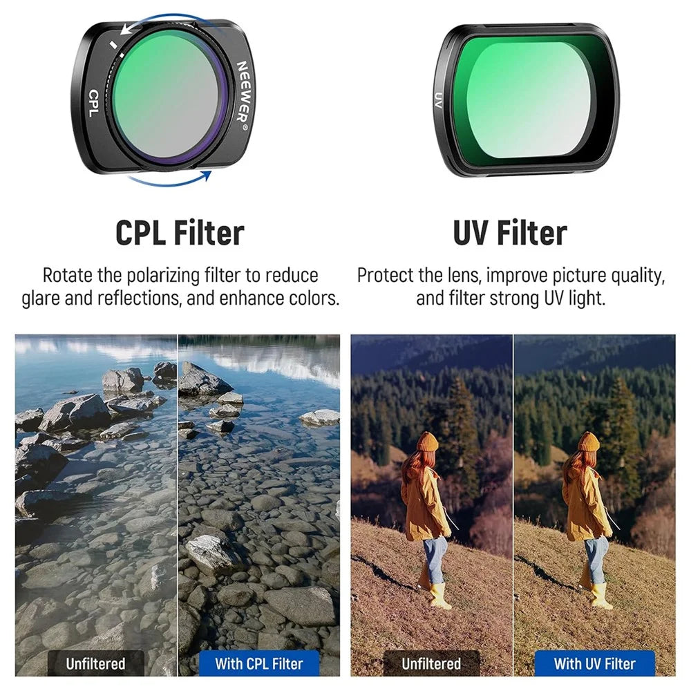 NEEWER For DJI Osmo Pocket 3 ND / PL Filter Set ND16 / PL+ND32//PL+ND64//PL+ND256//PL+UV / CPL Magnetic Filters - 6