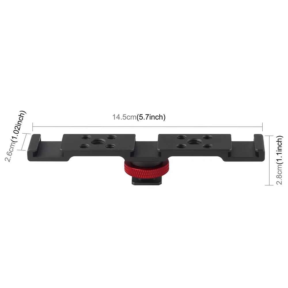 PULUZ PU523B Triple Cold Shoe Mount Adapter Extension Bar Bracket for Tripod / Microphone / LED Light - 6