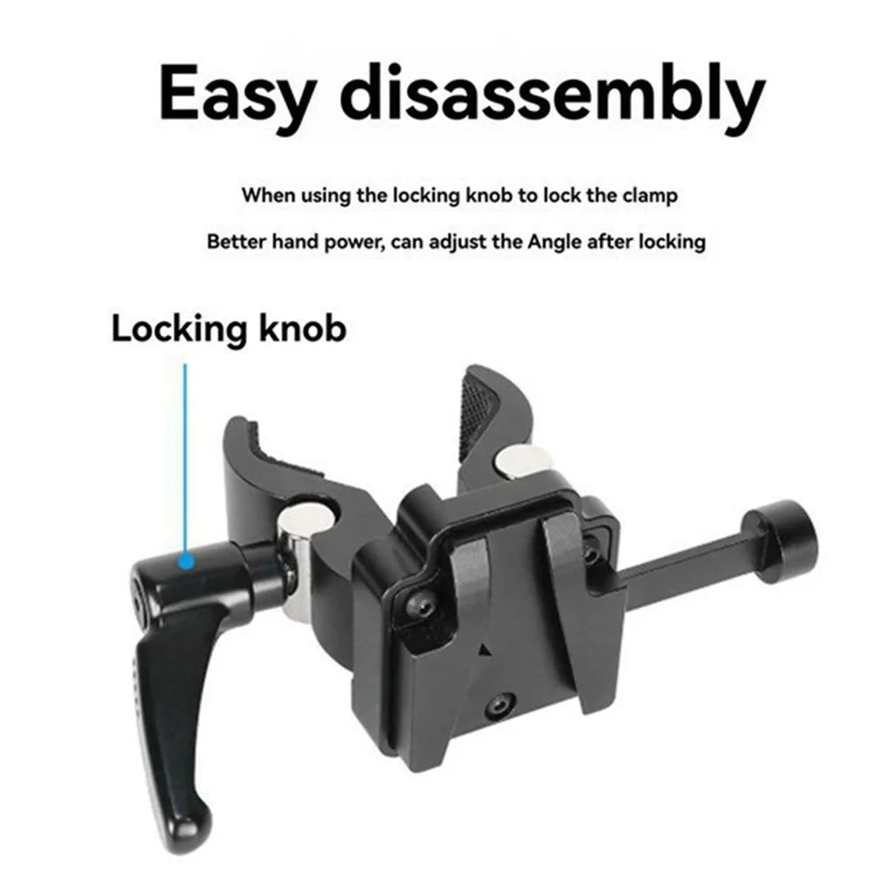 LB16 Aluminum Alloy Camera Clamp V-Lock Mount Quick Release Adapter for V-Port Battery Plate - Black - 4