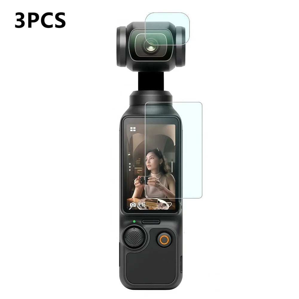 3 Sets For DJI Osmo Pocket 4 Tempered Glass Camera Screen Protector Anti-scratch Screen Lens Film Kit - Transparent - 1