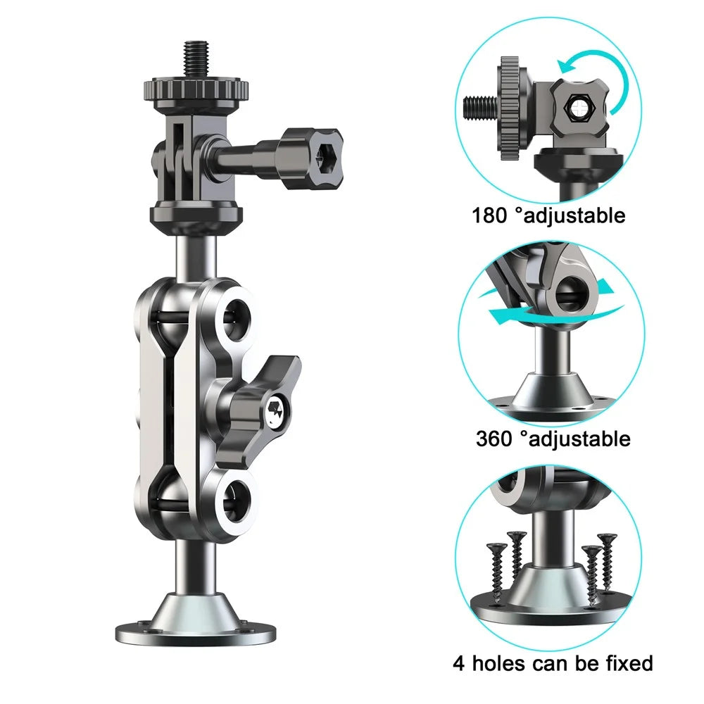 Camera Monitor Mount Wall Ceiling Bracket Double Ball Head 1 / 4 Interface Adjustable Swivel Stand - 5