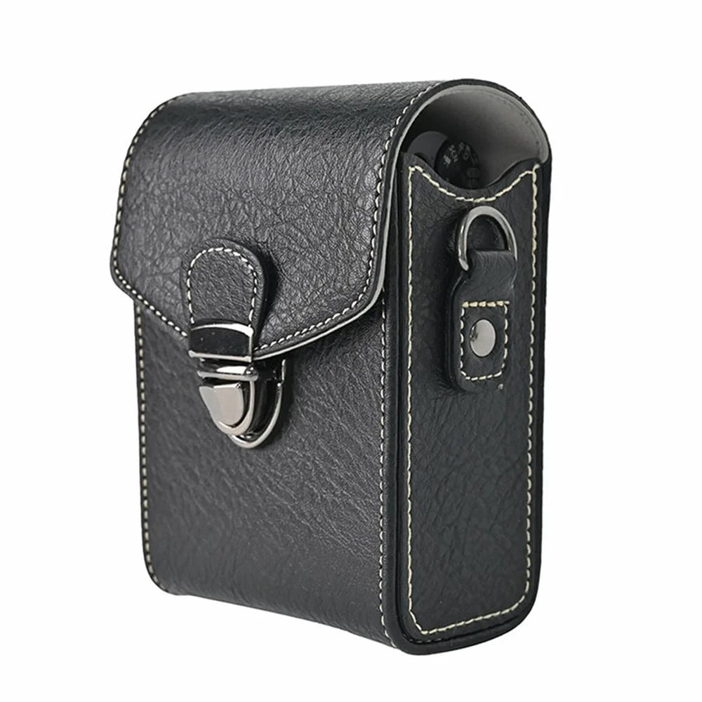 Universal Vintage Litchi Pattern Camera Bag PU Leather Protective Case with Shoulder Strap for Small Digital Cameras - Black - 2