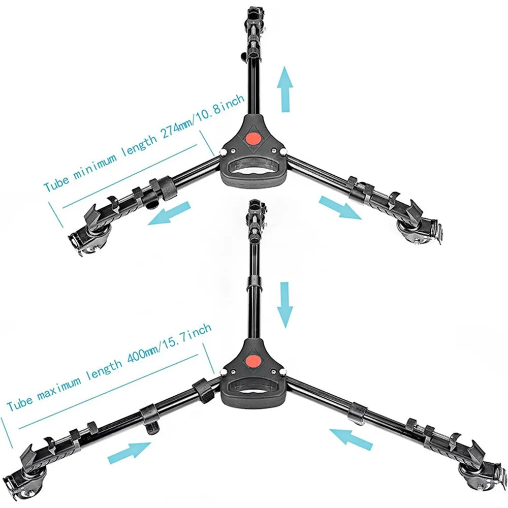 NEEWER NW-600 Middle Size Aluminum Alloy Stretchable Pulley Photography Tripod Mute 3 Wheels Pulley Base - 6