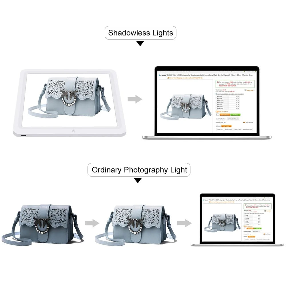 PULUZ PU5131W 20cm Photography Shadowless Bottom Light Lamp Panel for Photo Studio Shoot Tent Box - 6
