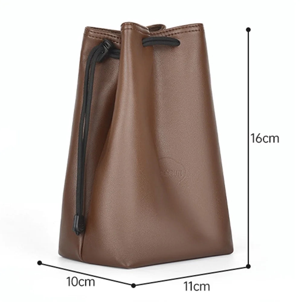 CWATCUN H60 Camera Lens Bag for Canon Nikon Sony PU Leather Drawstring Pouch, Size S - 5