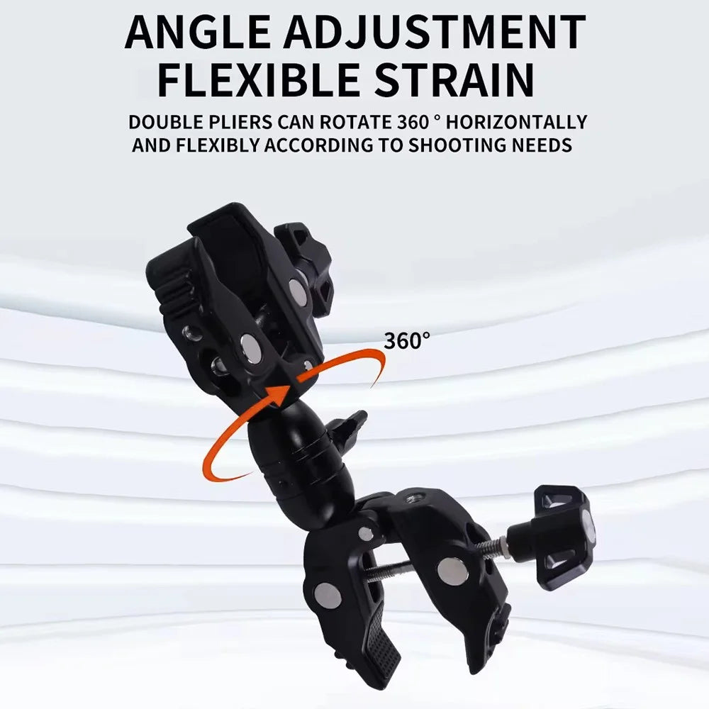 Z074 Double Camera Clamp Crab Plier Clip Bracket Mount Monitor Magic Arm Double Ball Head Adapter - 6