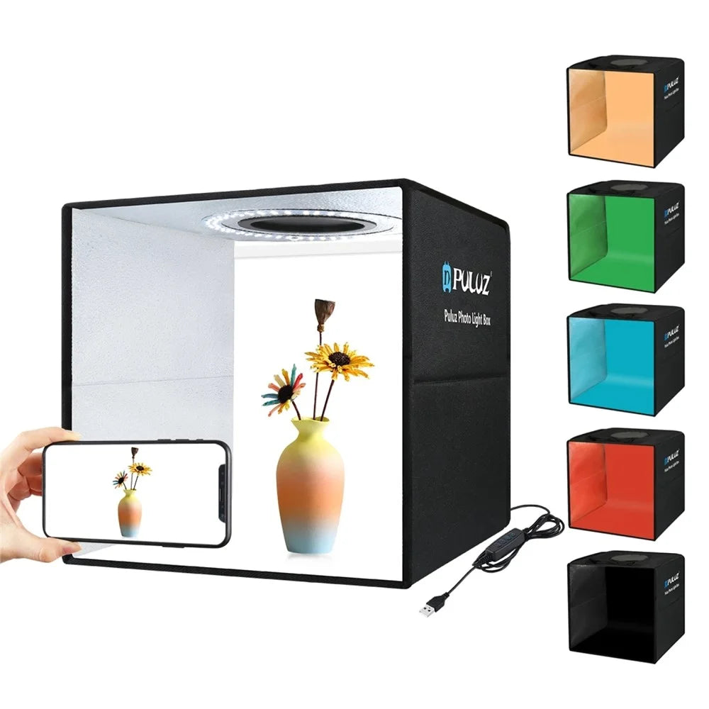 PULUZ PU5032 30cm Portable Folding Photo Studio Box with High CRI LED Ring Light and 6 Color Backdrops - 1