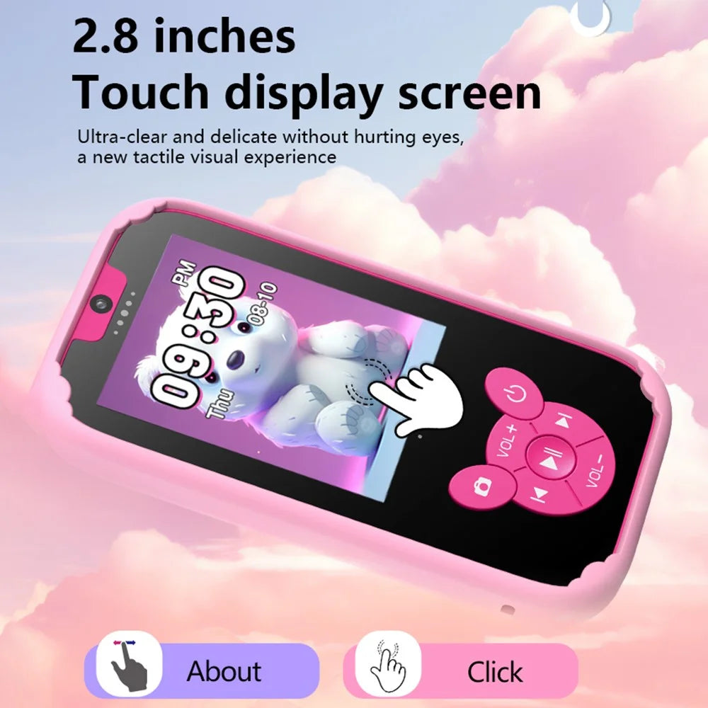 W9 Cartoon Design 2.8-inch Screen Kids Camera Game Alarm Clock Rechargeable HD Camera Toy - Pink - 7