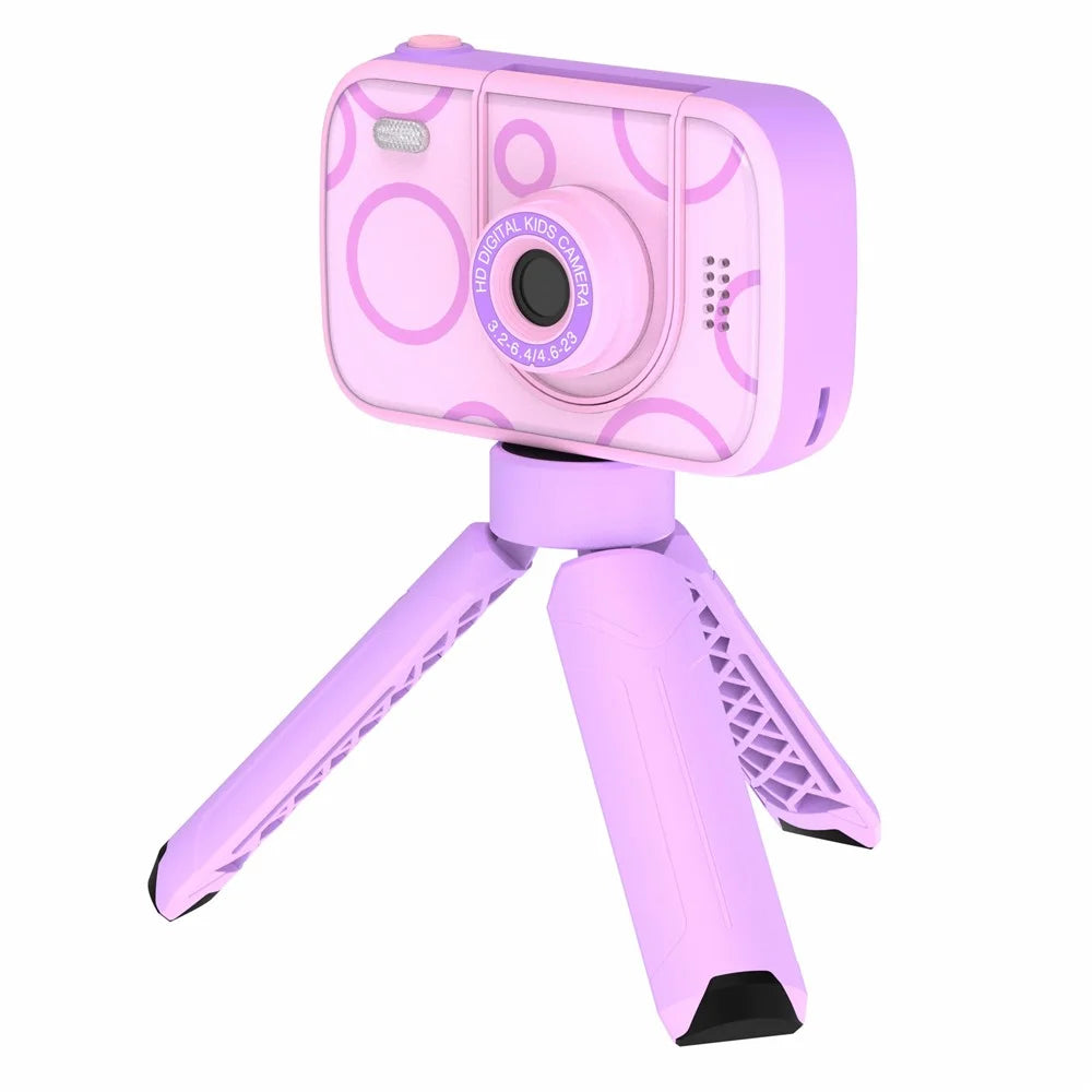 H19 2.4 inch Screen Children Camera 180-Degree Flip Camera Len with Tripod / 32G Memory Card - Purple - 1