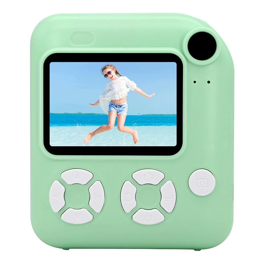 KDC-0013E HD 2.4 inch Screen Kids Camera Thermal Inkless Photo Printer with 32G TF Card+Card Reader - Green - 2