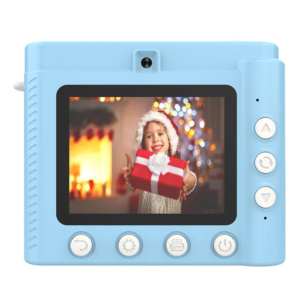 P6 2.8 Inch IPS Screen Kids Instant Print Camera HD Dual Lens Video Recorder, with 32G Memory Card + Card Reader - Blue - 2