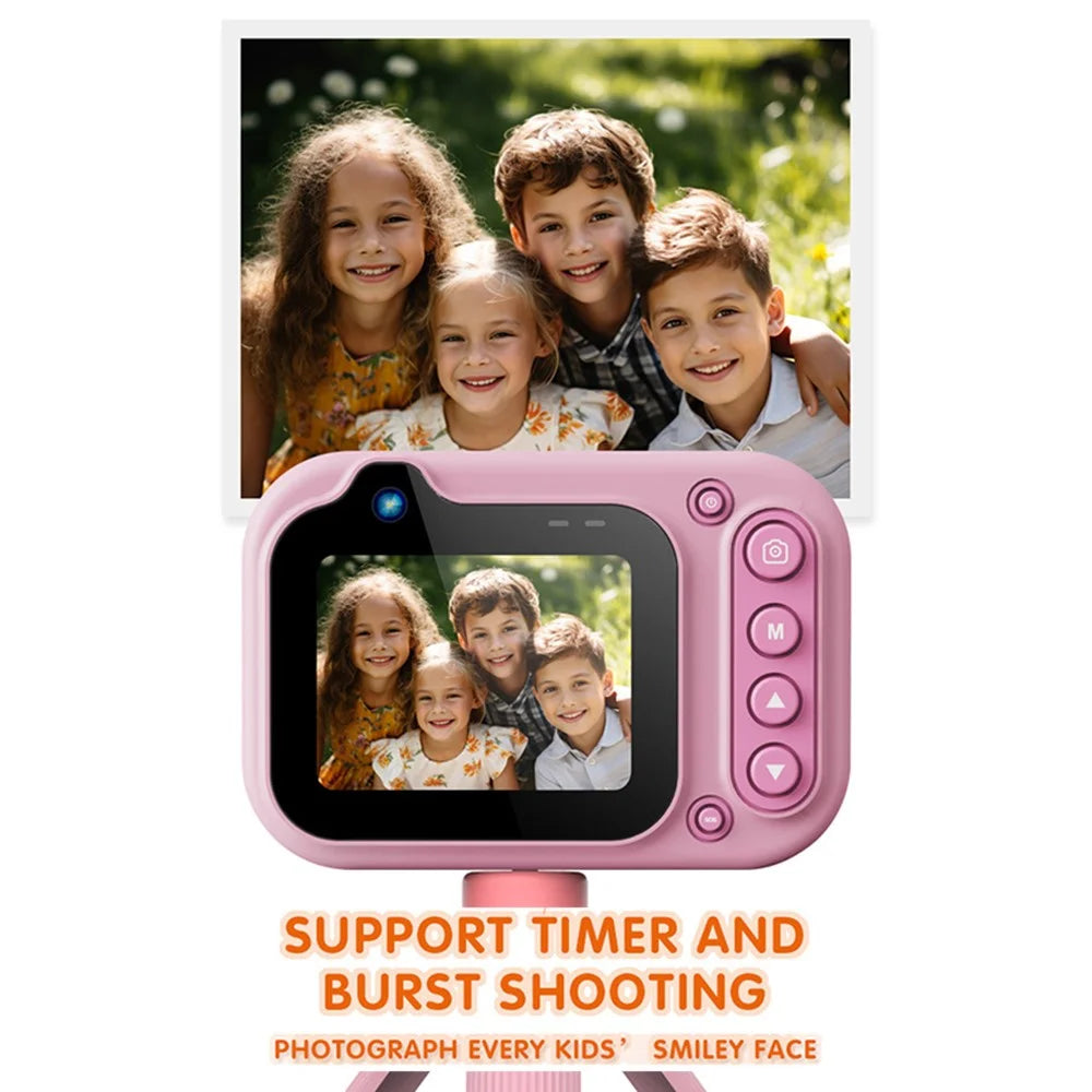 D60 3m Underwater 2.4-Inch IPS Screen Dual Lens Kids Camera with 32G Memory Card + Card Reader, No Tripod - Pink - 2