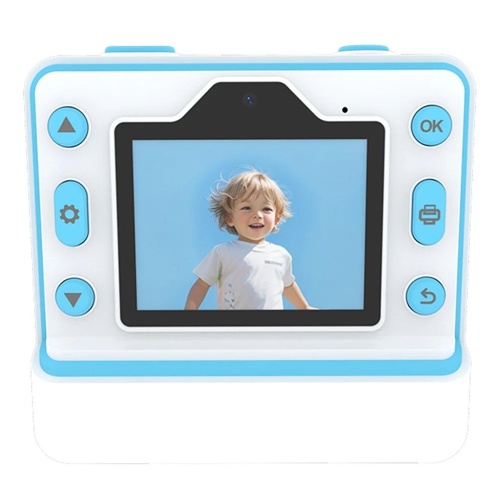 D101 2.4-inch HD Screen Dual Lens Kids Instant Camera Photo Thermal Printer with 32G Memory Card - Blue - 2