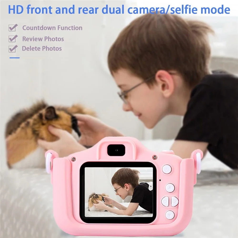 M8 2.0 Inch HD Dual Camera Digital Children Camera with Photo Video Game Support TF Card - Pink - 6