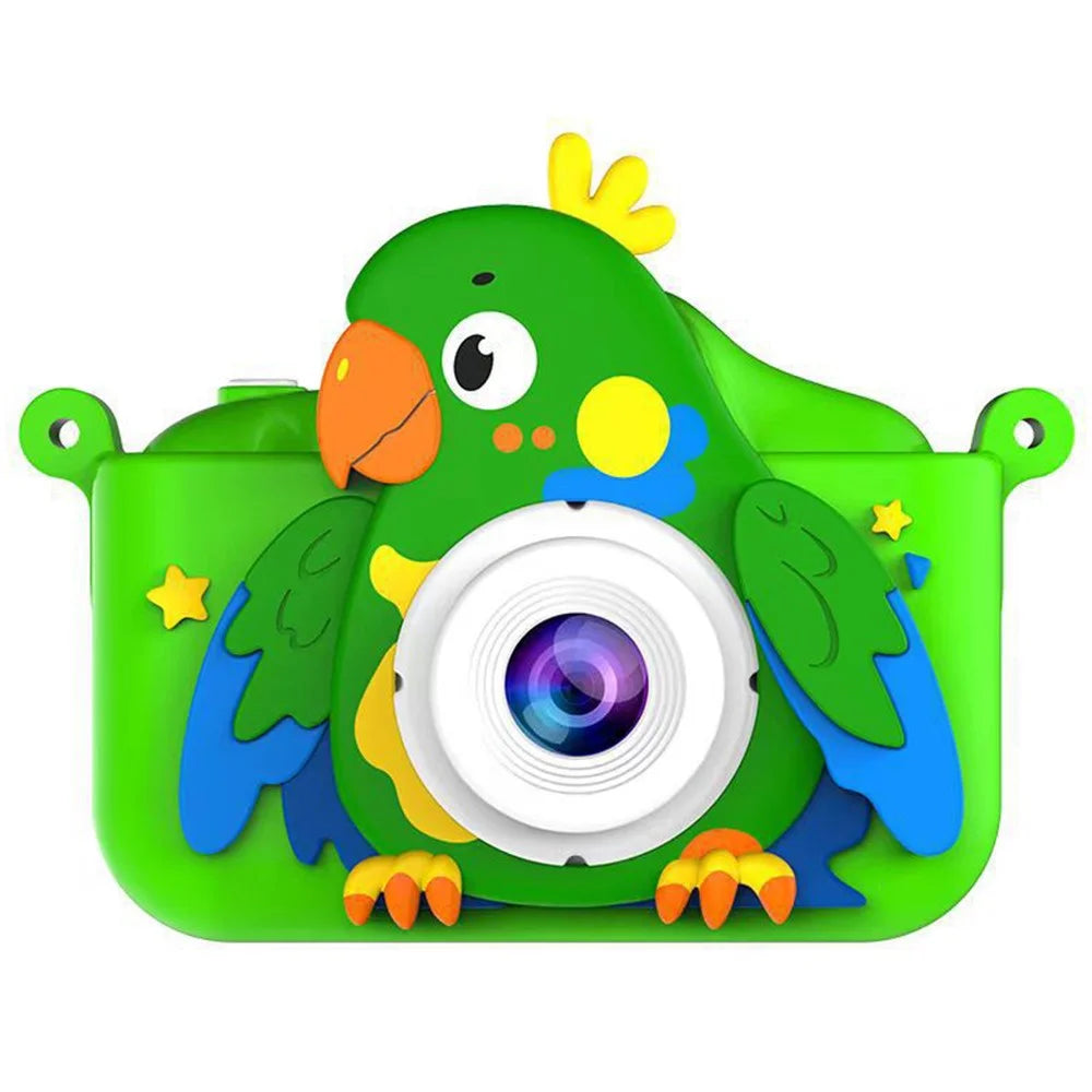 2.0 Inch Dual Lens Kids Digital Camera Cartoon Parrot Design 1080P HD Video Recorder without TF Card - Green - 1
