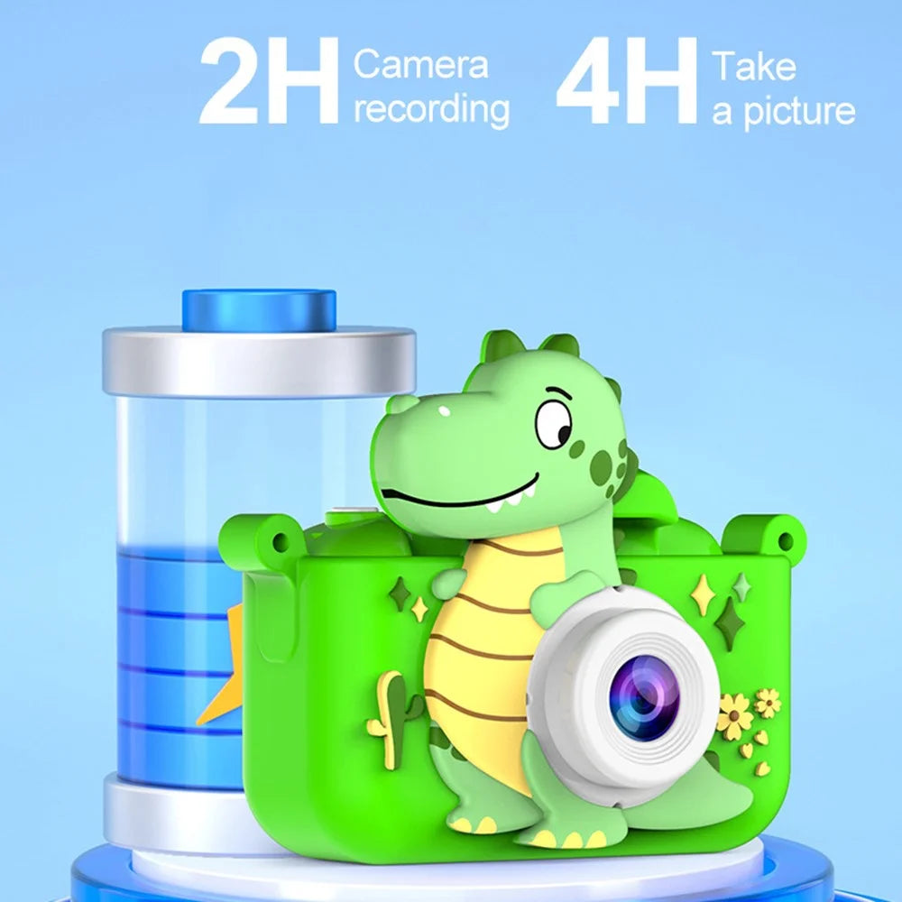 2.0 Inch Dual Lens Kids Digital Camera Cartoon Dinosaur Design 1080P HD Video Recorder without TF Card - Blue - 6