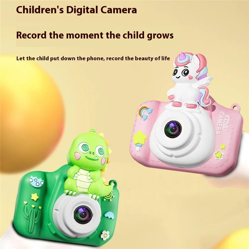 XJ01 2.0 Inch HD Dual Lens Children Digital Camera Cartoon Animal Video Recorder Built In Games - Pink Unicorn - 2