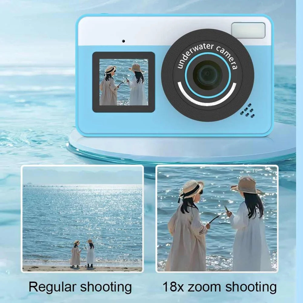 D70 2.8 + 1.44 Inch Dual Screen Digital Camera Waterproof Camera with 32GB Card - Blue - 6