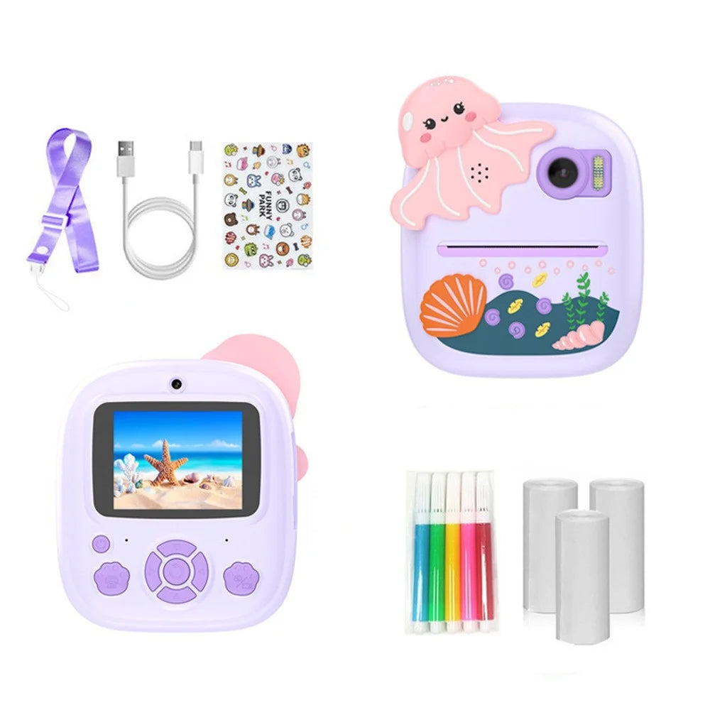 P8 Kids Camera Dual Lens Instant Print 2.4 Inch IPS Screen Video Recorder with 32GB Card + Card Reader - 1