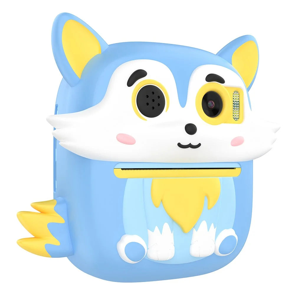 P7 2.4 Inch IPS Screen Kids Digital Camera Dual Lens Instant Printer with 32GB Card + Card Reader - Blue - 2