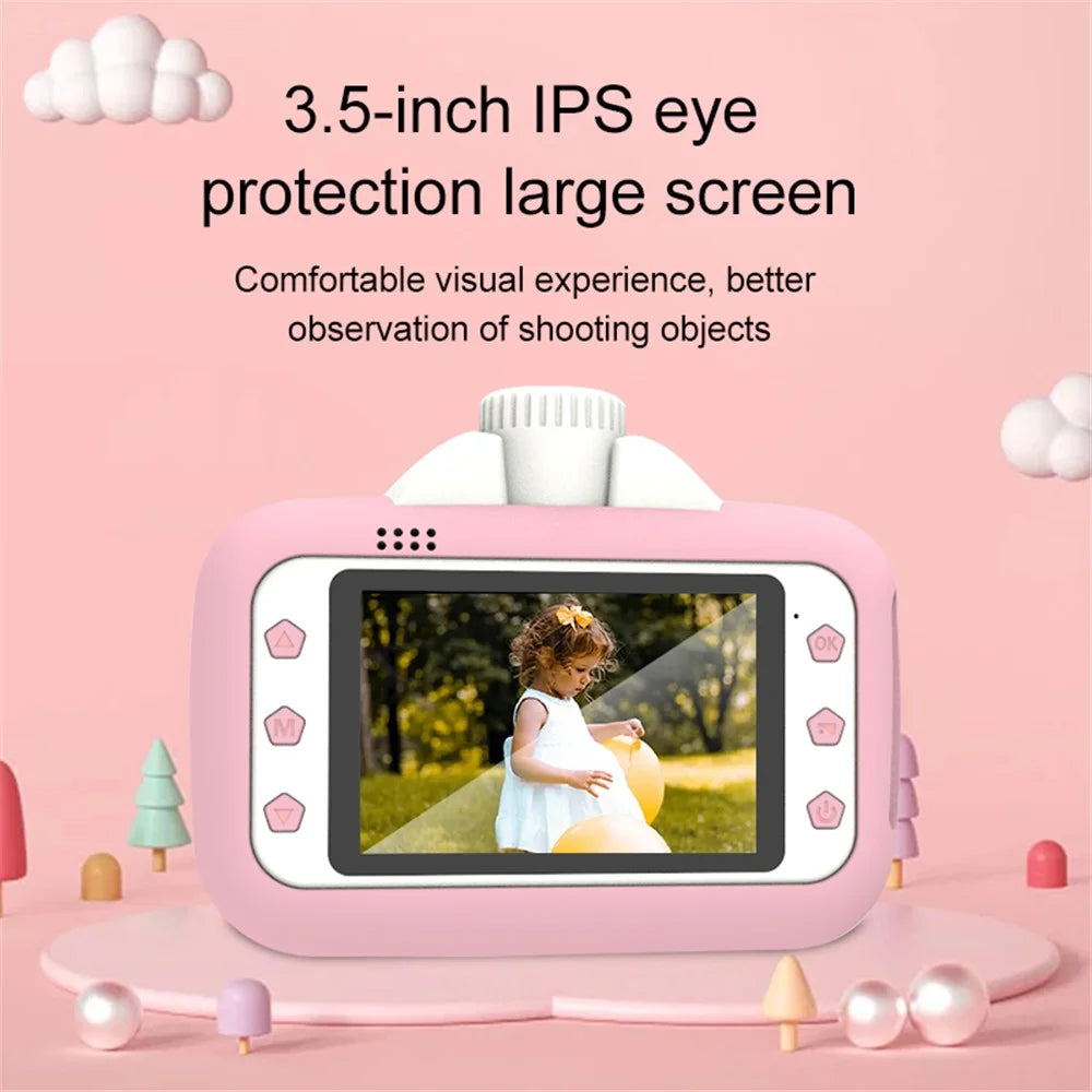 F11 Children WiFi Print Camera Thermal Printing Instant Camera 3.5 inch HD Kids Mini Camera - Pink - 3