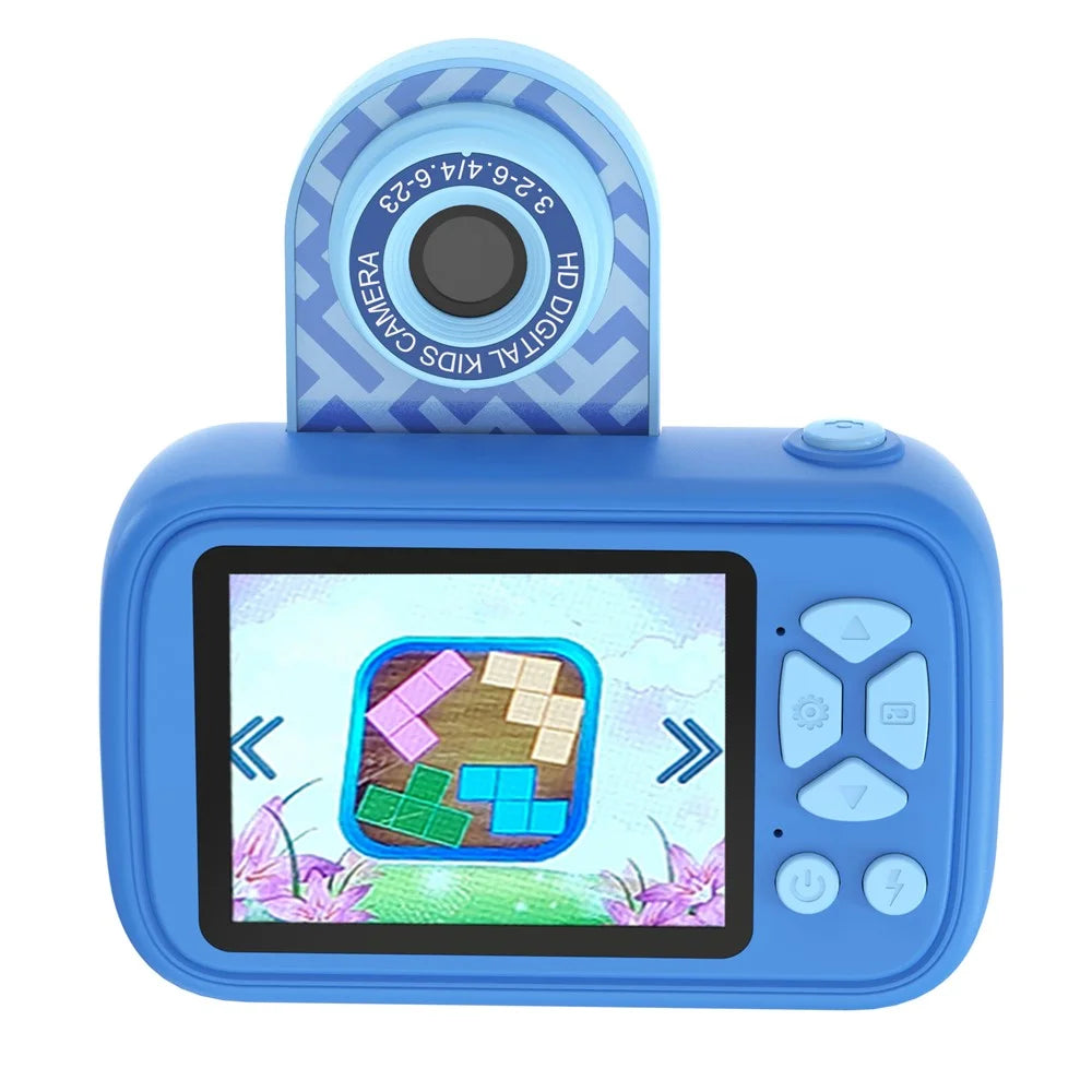 H19 2.4 Inch Screen Kids Camera Flip Lens Digital Camera HD Camcorder Built In Games ( without Tripod ) - Blue - 1