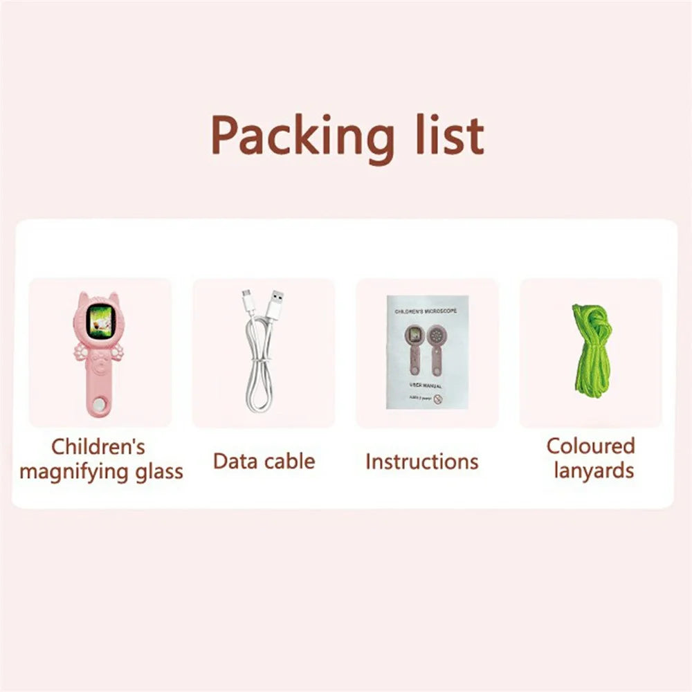 Z800 2.0 Inch Screen Children Digital Camera 500x Microscope Handheld Magnifying Glass with 32GB Memory Card - Pink - 7