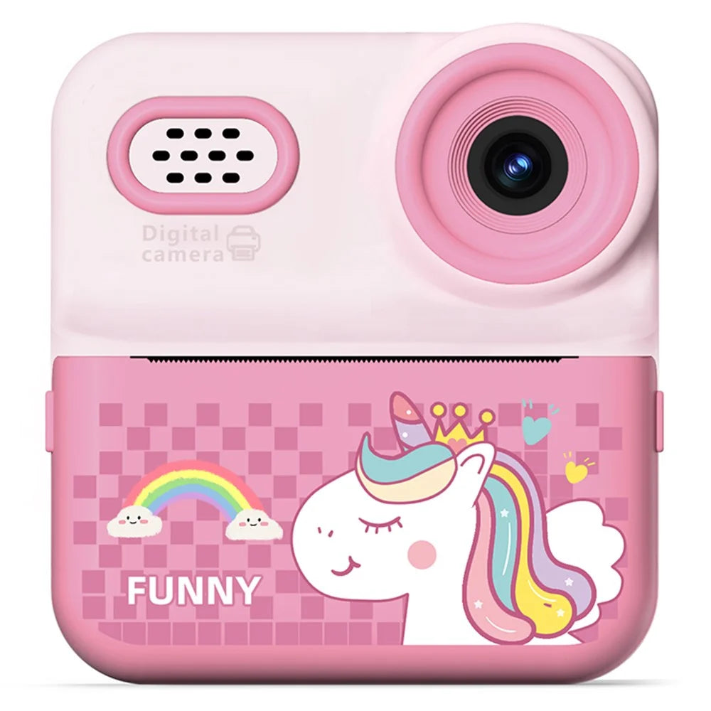 P03 Instant Print Camera for Kids Pattern Print 2.4 Inch HD 1080P Dual Camera with 32G Memory Card+Card Reader - Pink - 2