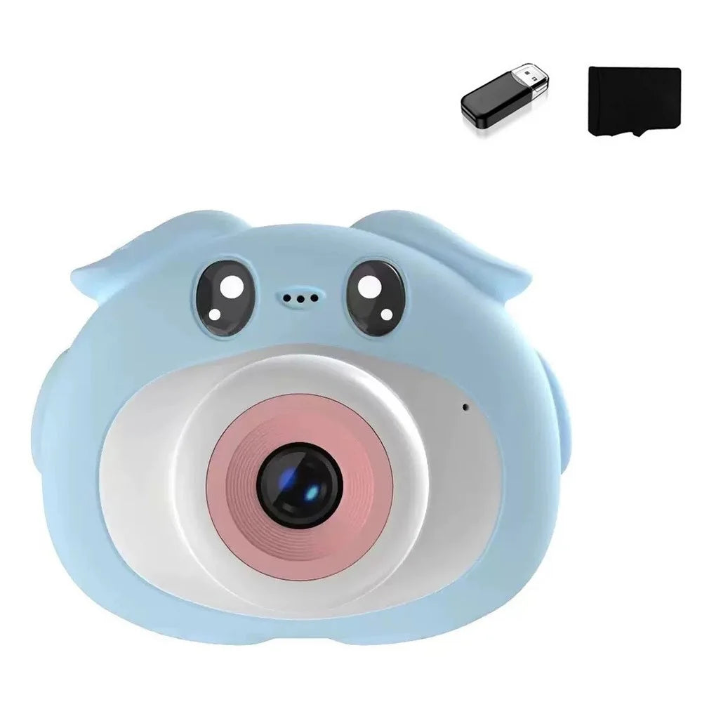 K69 For Kids Digital Camera Cartoon Animal Design 2.0 Inch HD Screen Dual Lens Video Recorder with 32GB Memory Card + Card Reader - Blue - 1