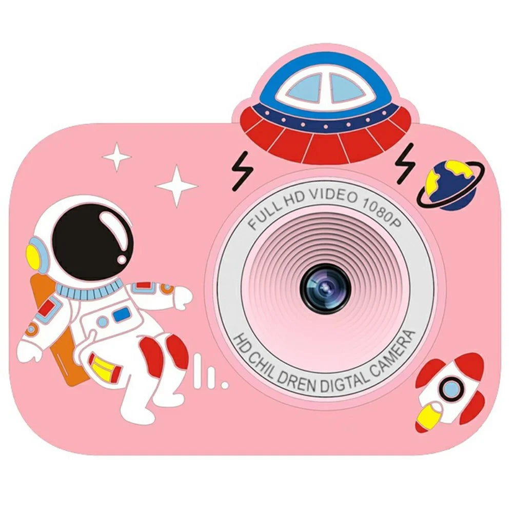 Y8S Cute Cartoon Design Kids Digital Camera HD Dual Lens Video Recorder for Children (No Memory Card) - Astronaut Pink - 1