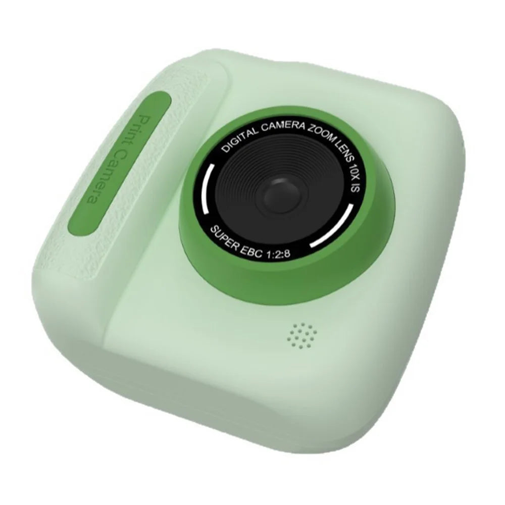 D102 2.4 Inch IPS Screen Instant Print Digital Camera for Kids 10X Zoom Dual HD Lens Video Recorder, with 32GB Card - Green - 2