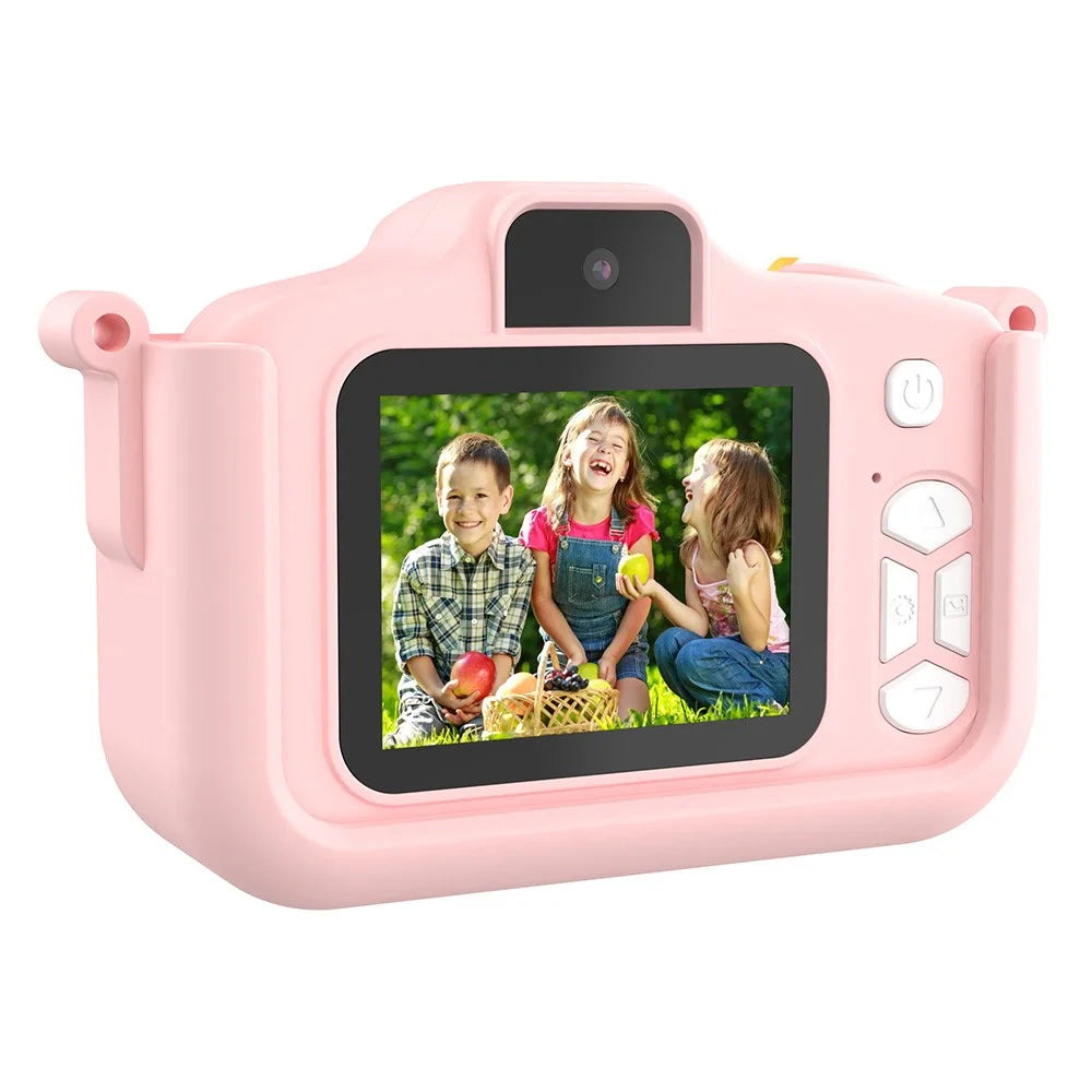 T5S Cartoon Cat Digital Camera 2.0 Inch IPS Screen HD Dual Lens Video Recorder for Kids, with 32GB Card + Card Reader - Pink - 2