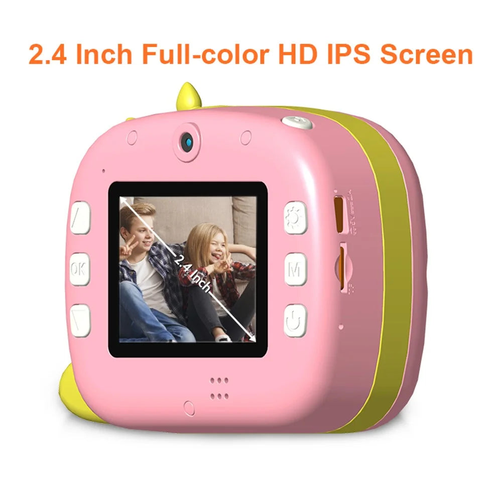 K07 Dinosaur Shape Front / Rear Dual Kids Camera 2.4 Inch IPS Screen WiFi Instant Print Digital Camera - Pink - 3