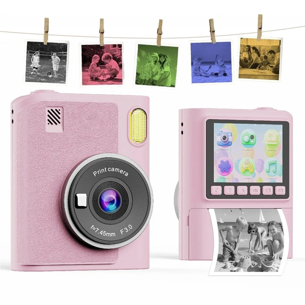 Z900 2.4 Inch Instant Print Camera Kids HD Video Recorder Support Monochrome Printing - Pink - 1
