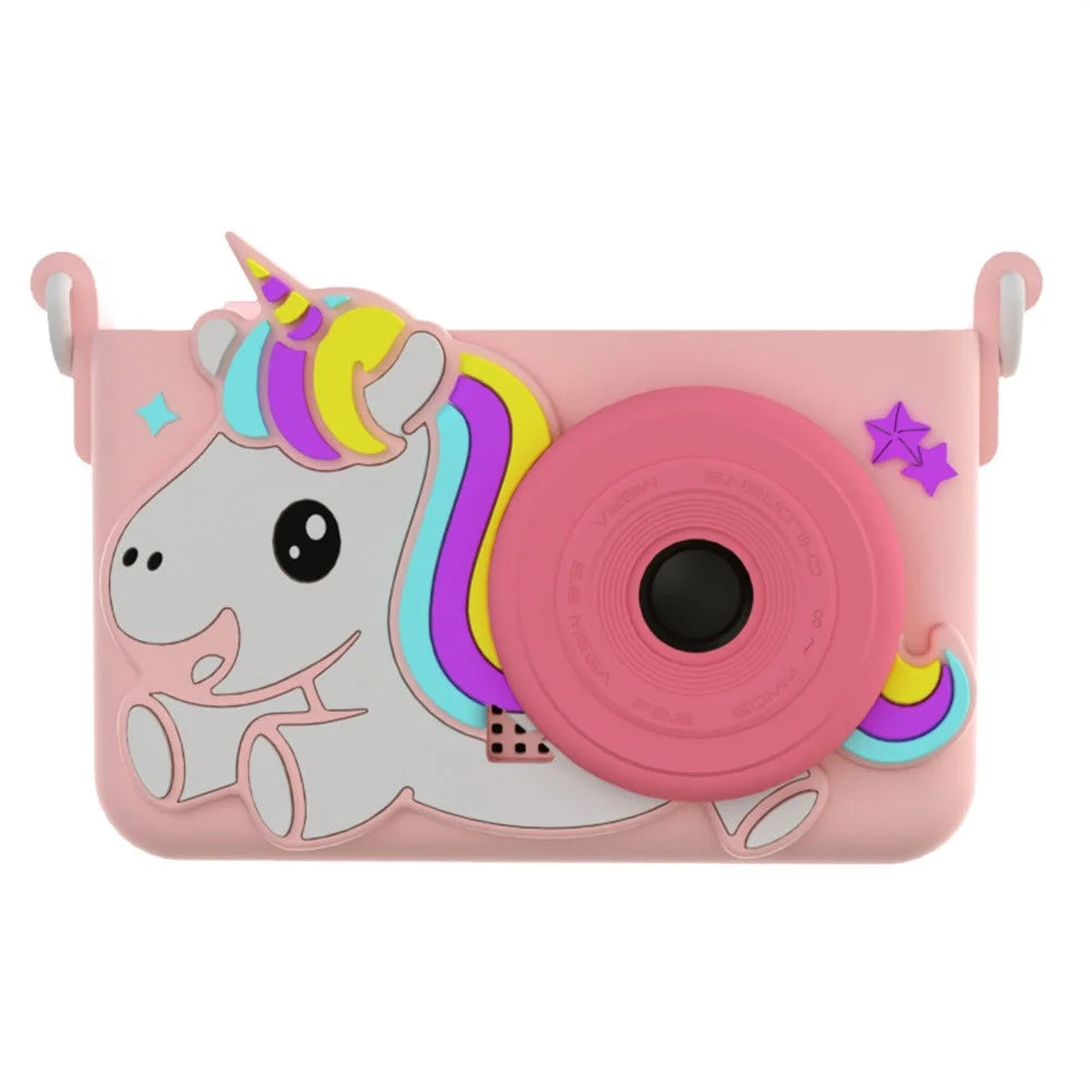 D32 2.0 Inch IPS Screen Digital Camera Dual Lens Cartoon Animal Video Recorder for Kids - Pink Unicorn - 1