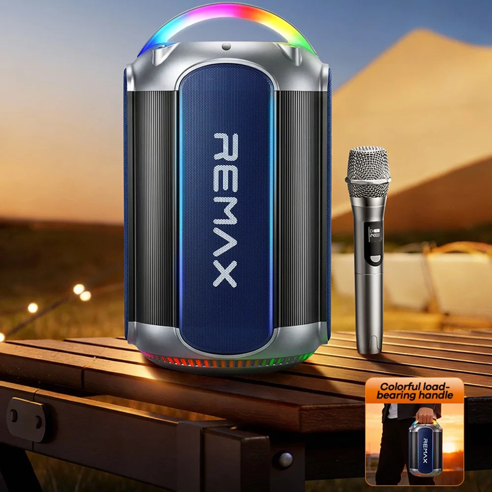REMAX RB-MB06 Wireless Portable Speaker Dual Magnetic Circult Subwoofer with Microphone for Outdoor Party - Black - 2