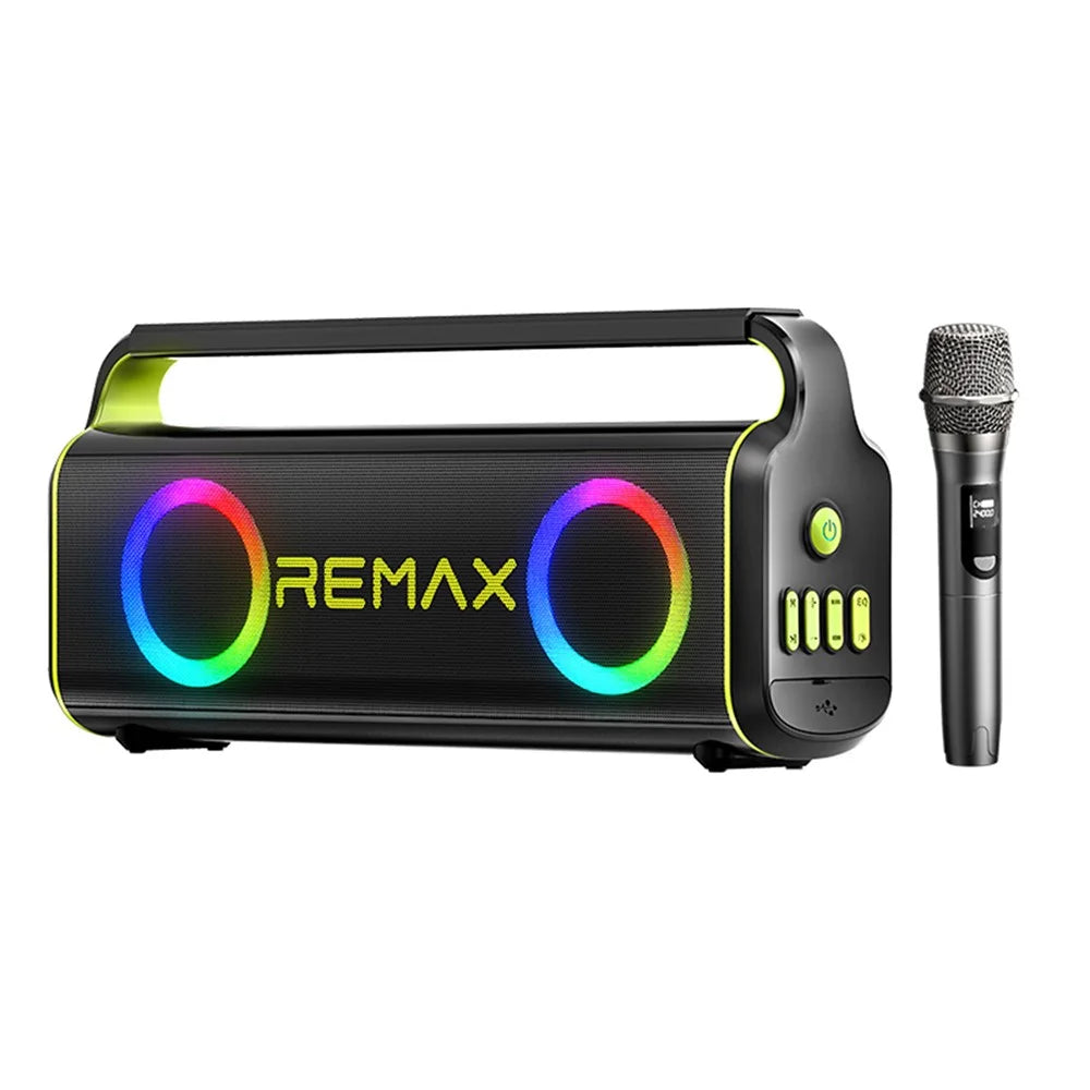 REMAX RB-MB07 Portable Wireless Party Speaker LED Light Bluetooth-Compatible Speaker with Microphone - Black - 1