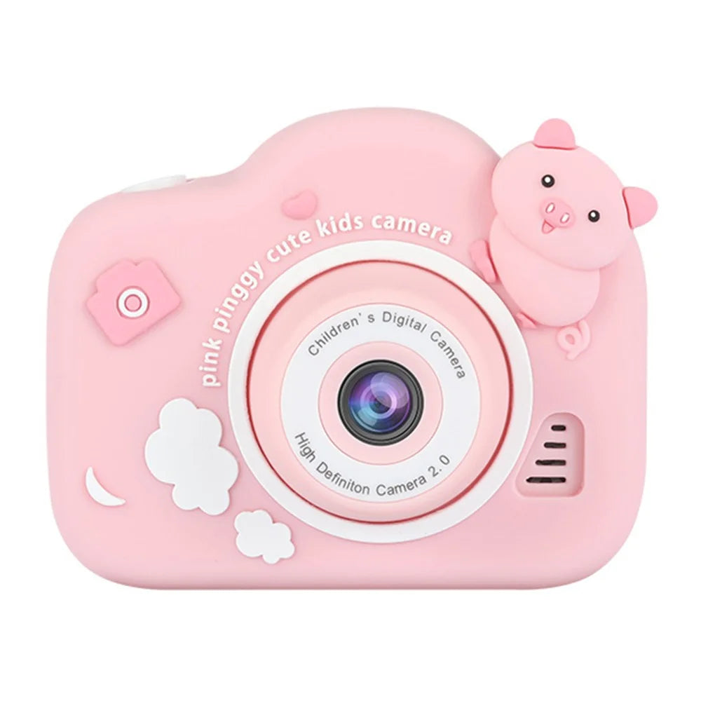 A15 Cartoon Pig 2.0 inch Screen Kids Camera Rechargeable HD Dual Lens Digital Camera Toy - Pink - 1