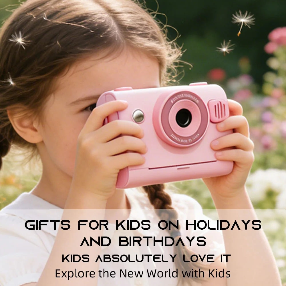 D103 2.4 Inch Kids Digital Camera 1080P IPS Screen Dual Lens Instant Thermal Print Camera Gift - Blue - 6