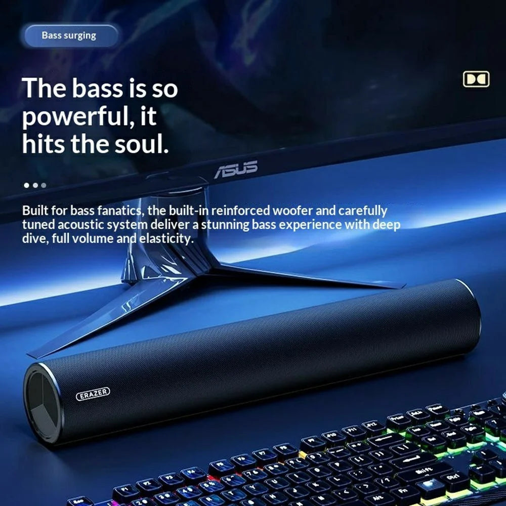 ERAZER W110 Desktop USB Wired Speaker 3.5mm Audio Input 6W Portable Speaker for PC Gaming (Invested By Lenovo) - Black - 5