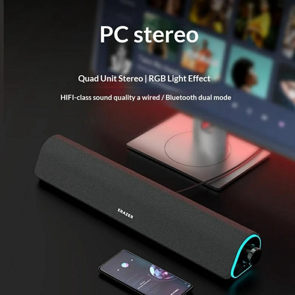 ERAZER W05 Desktop Wired Speakers 6W RGB LED Bluetooth-compatible 5.3 Dual Driver Portable Speaker for PC Gaming (Invested By Lenovo) - 3