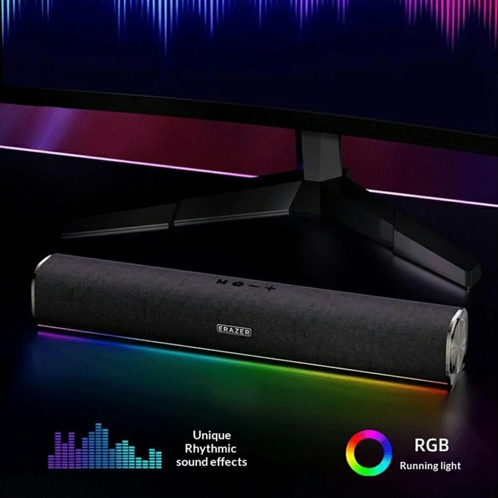 ERAZER W118 Desktop RGB Speaker Bluetooth-compatible 5.4 10W Stereo Sound USB Wired Speaker (Invested By Lenovo) - Black - 2